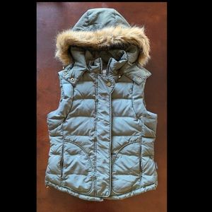 Calvin Klein Dark Olive Puffer Vest With Hood